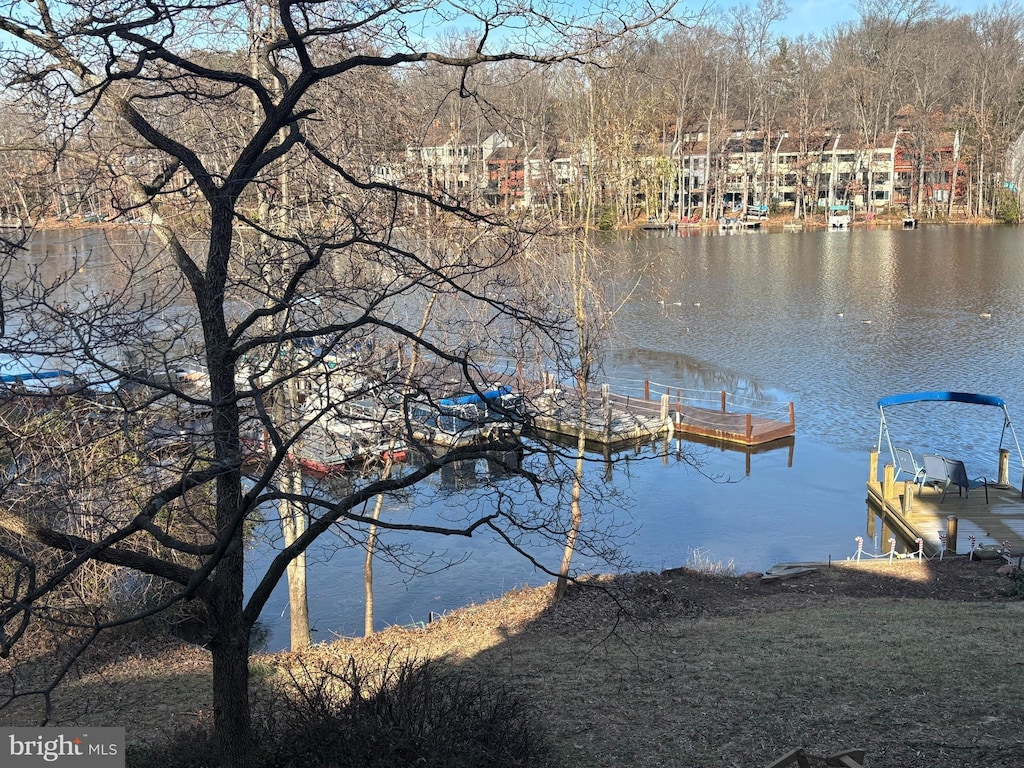 view of dock featuring a water view