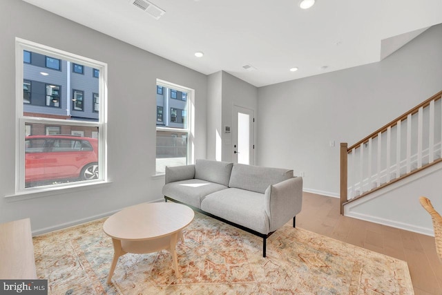 living room featuring light hardwood / wood-style flooring