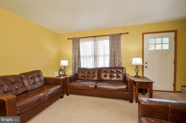 living room with light carpet