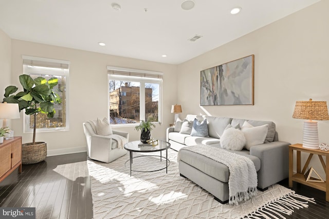 living room featuring light wood-type flooring