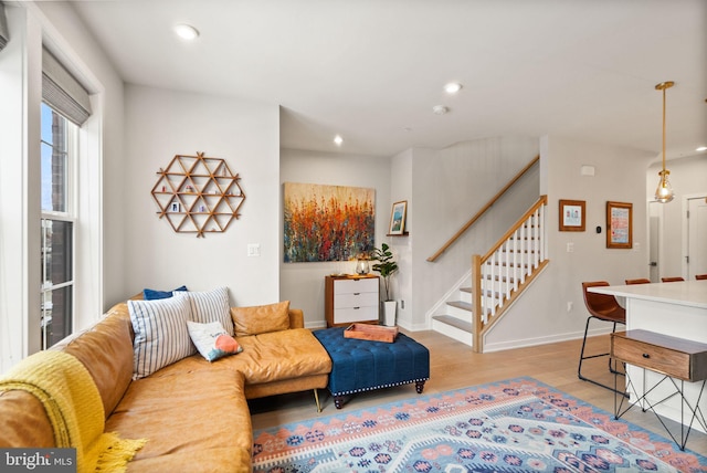 living room featuring light hardwood / wood-style floors