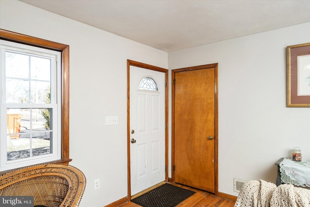 foyer entrance featuring light wood-type flooring