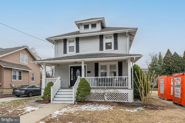 view of front of home with covered porch