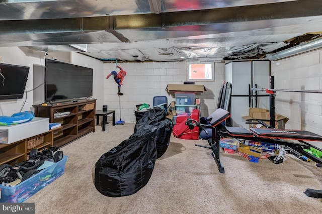 workout room with carpet