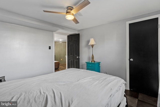 bedroom featuring ceiling fan