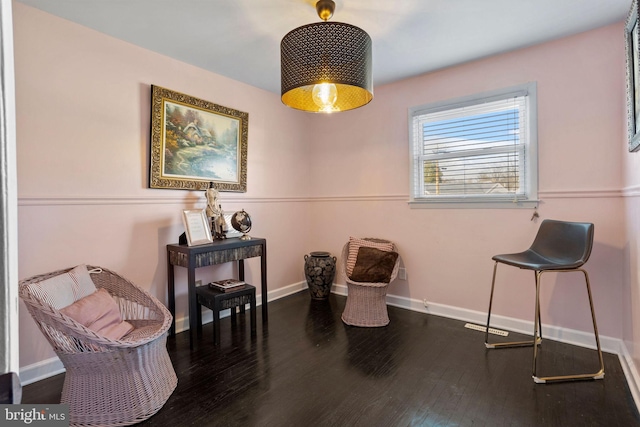 living area with dark hardwood / wood-style flooring