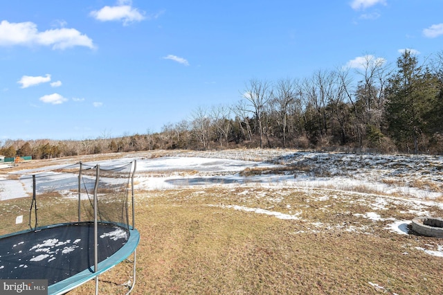 view of yard featuring a trampoline