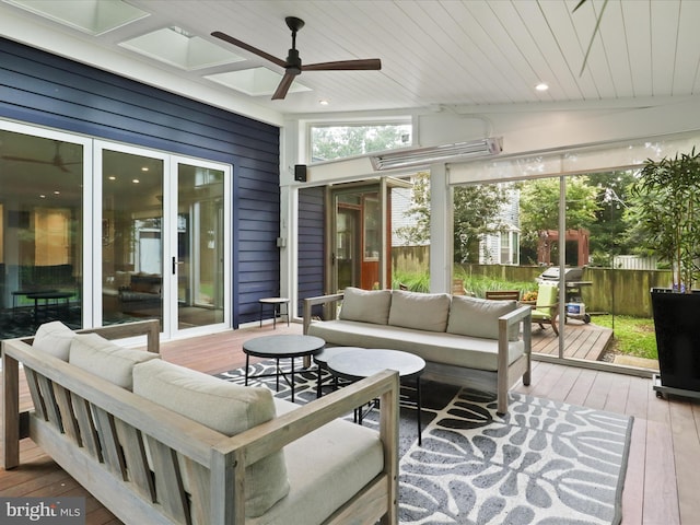 6230 21st St N, Arlington, VA 22205 - sunroom with an outdoor living space, ceiling fan, and french doors