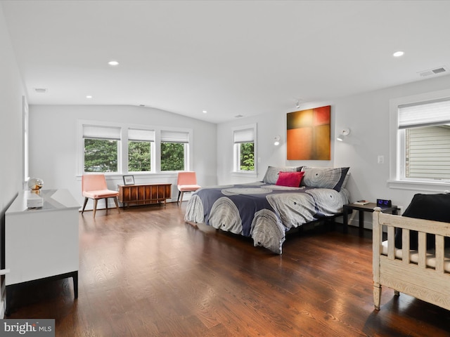 6230 21st St N, Arlington, VA 22205 - bedroom featuring wood finished floors, vaulted ceiling, and recessed lighting