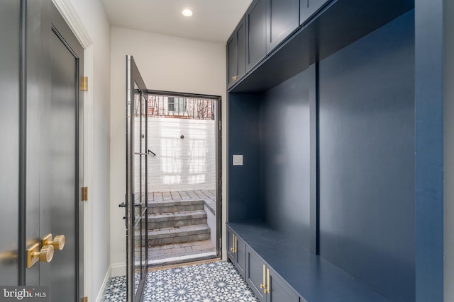 mudroom with recessed lighting