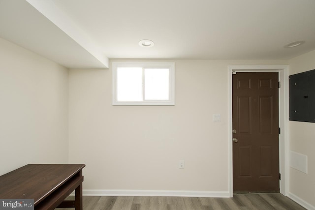 interior space featuring hardwood / wood-style flooring and electric panel