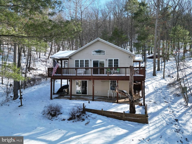 view of front of home with a deck