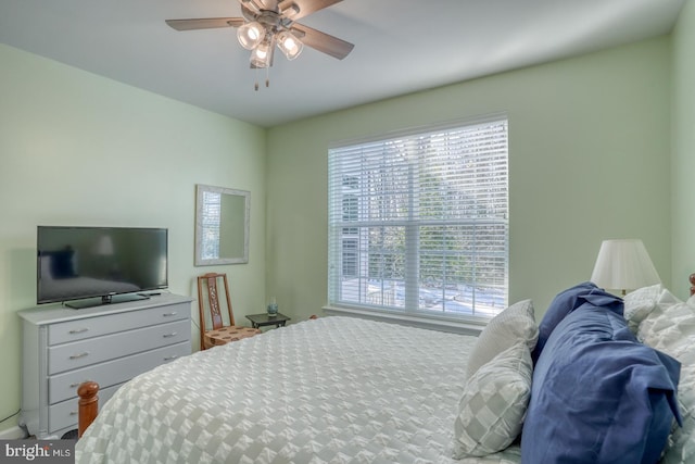 bedroom featuring ceiling fan