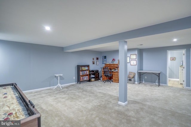 basement with carpet