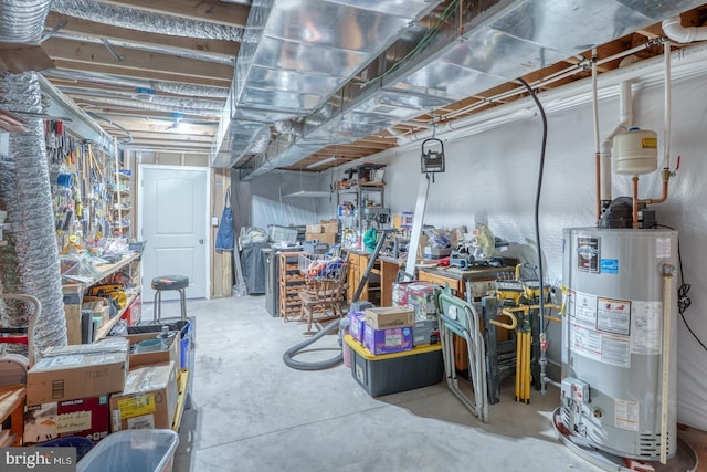 basement with water heater