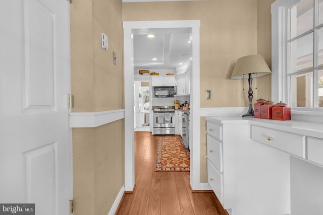 interior space with light hardwood / wood-style flooring