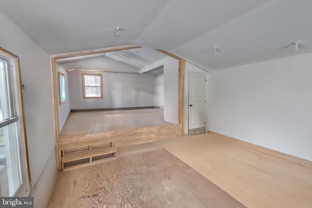 additional living space featuring lofted ceiling