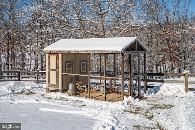 view of snow covered structure