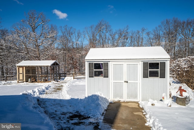 view of snow covered structure