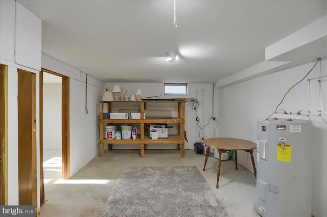 basement featuring water heater