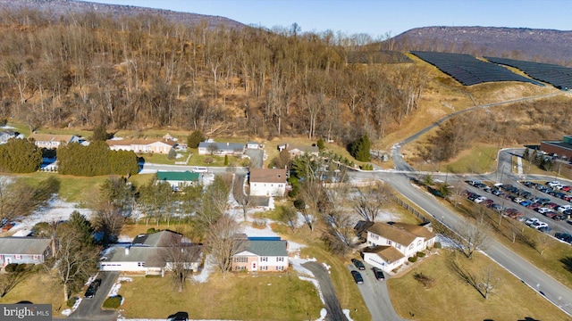 birds eye view of property with a mountain view