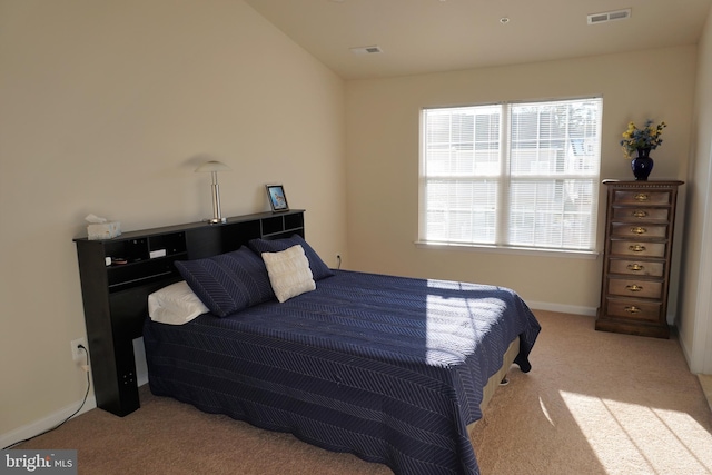 carpeted bedroom featuring multiple windows