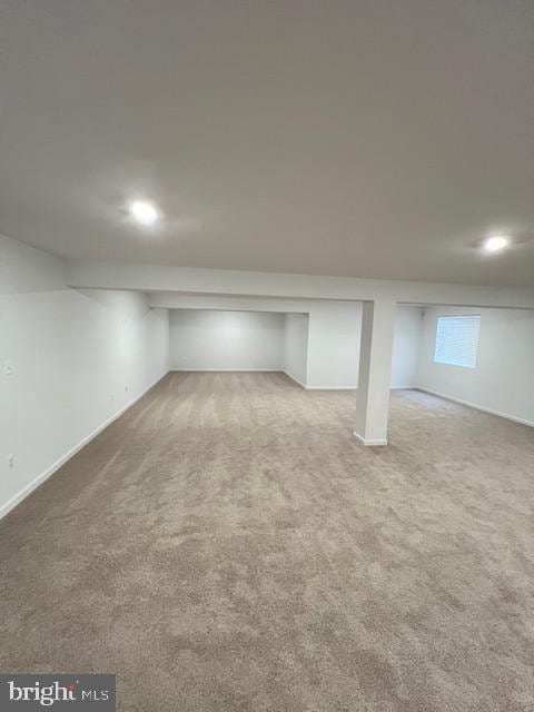 basement featuring carpet