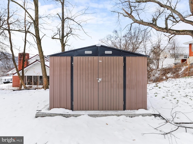 view of snow covered structure