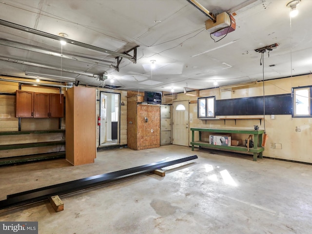 garage with a garage door opener