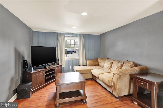 living room featuring light wood-type flooring