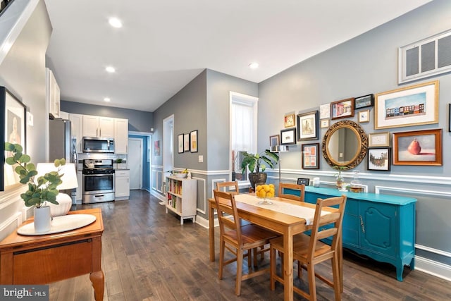 dining room featuring dark wood-type flooring