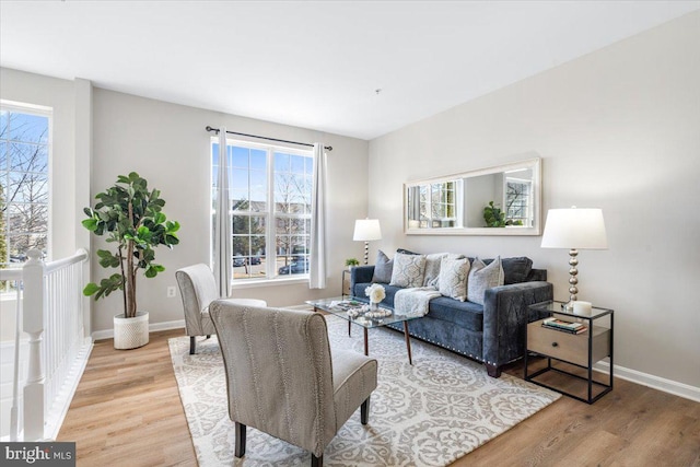 living room featuring light hardwood / wood-style floors