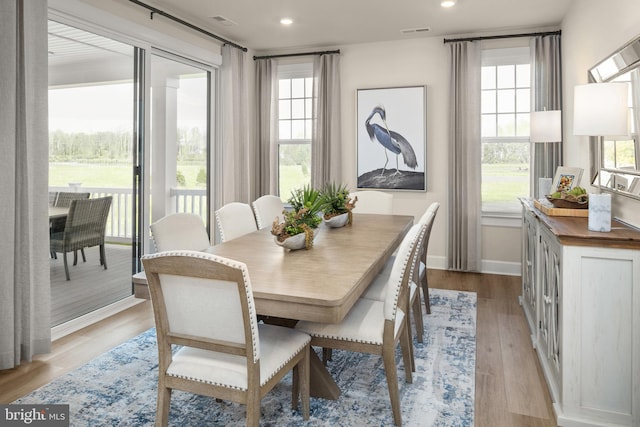 dining room with light hardwood / wood-style floors and a wealth of natural light