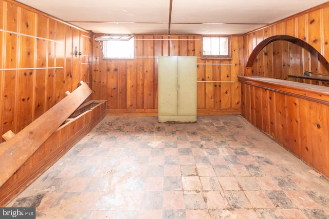 interior space with wood walls