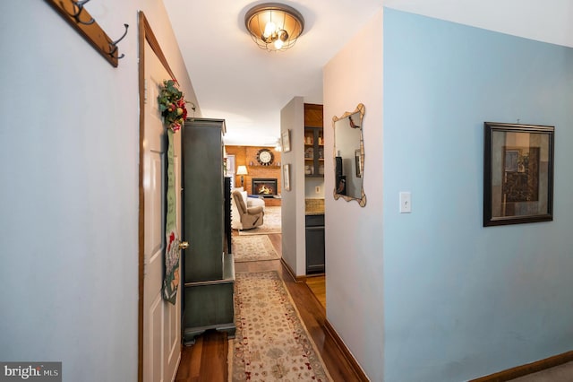 hall featuring dark hardwood / wood-style flooring