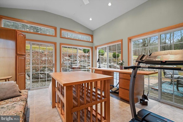 interior space with vaulted ceiling