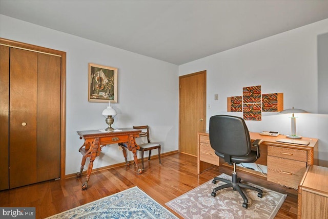 office featuring hardwood / wood-style flooring