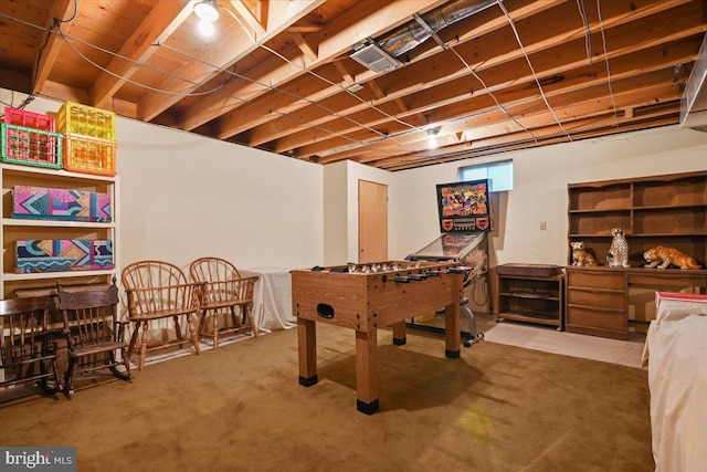 game room featuring carpet flooring