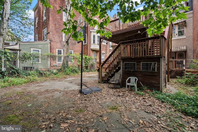 exterior space featuring a wooden deck