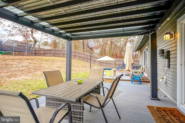 view of patio with a trampoline