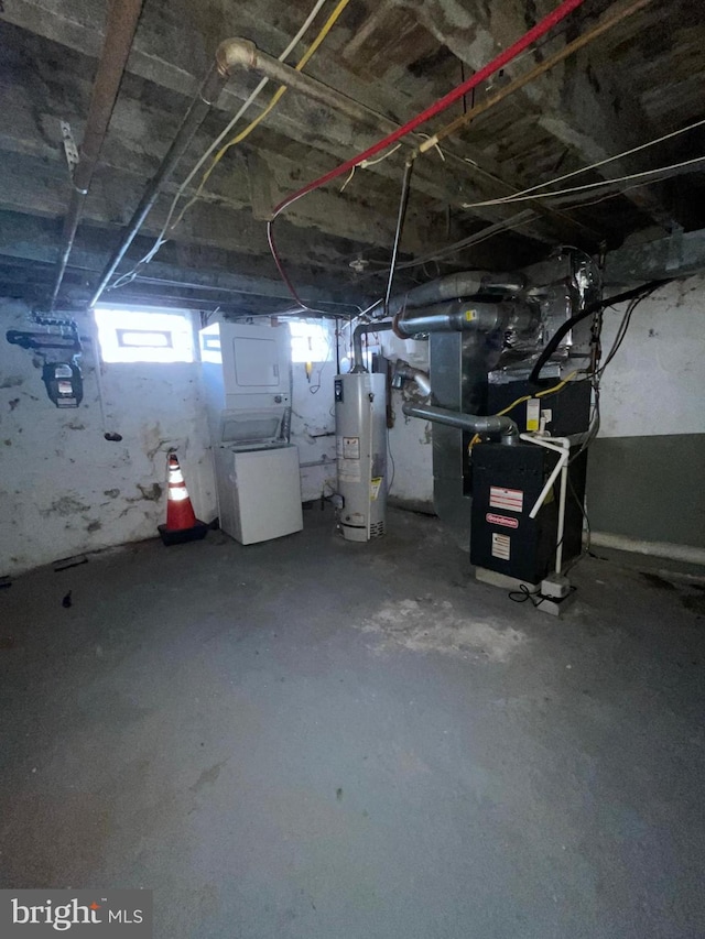 basement with gas water heater