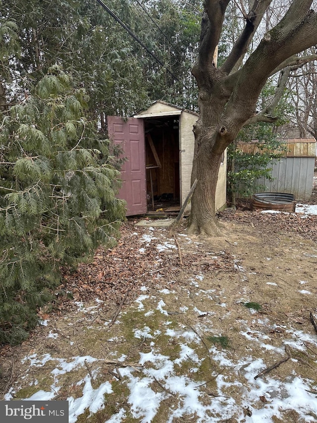 view of snow covered structure