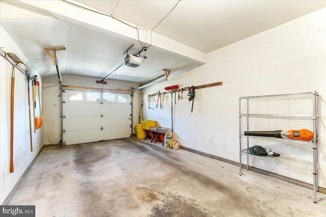 garage with a garage door opener