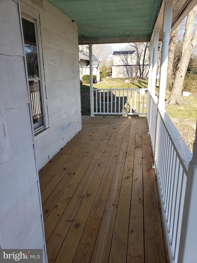 deck with a porch