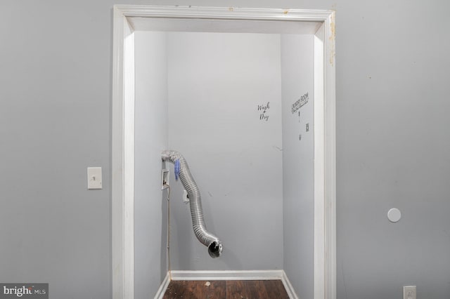 laundry area with washer hookup and dark hardwood / wood-style floors