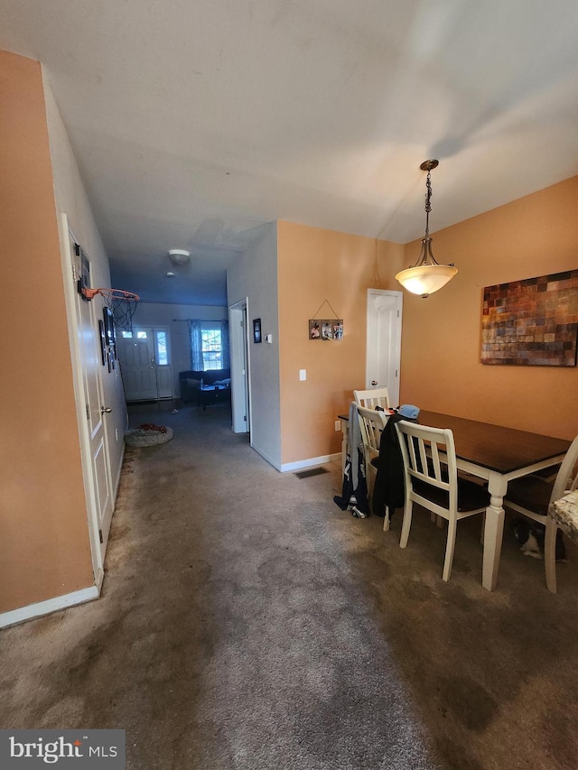 view of carpeted dining room