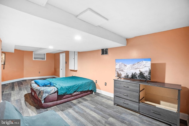 bedroom with billiards and light wood-type flooring