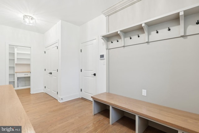 mudroom with light wood-type flooring