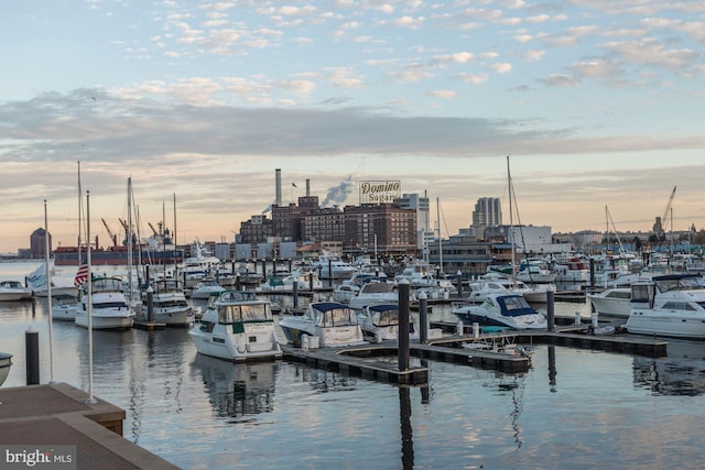 view of dock featuring a water view