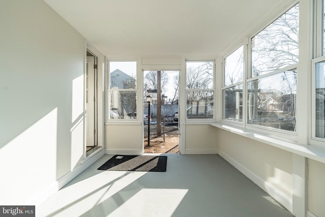 view of unfurnished sunroom